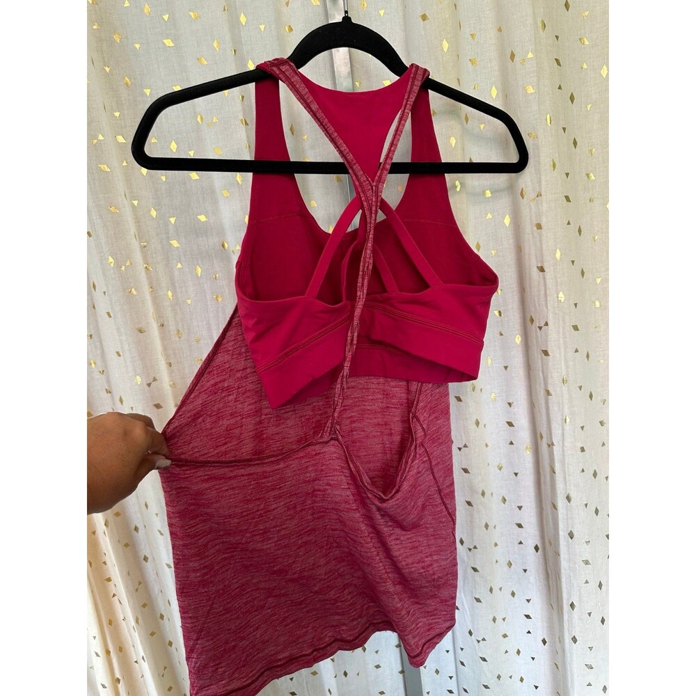 Lululemon Twist & Toil Heathered Ruby Red Sweat Wicking Sports Bra Tank Top 10 - Picture 6 of 8
